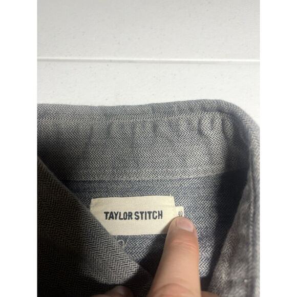 Taylor Stitch Gray Mid Weight Utility Casual Button Down Shirt Flannel Mens 40 - Picture 2 of 6